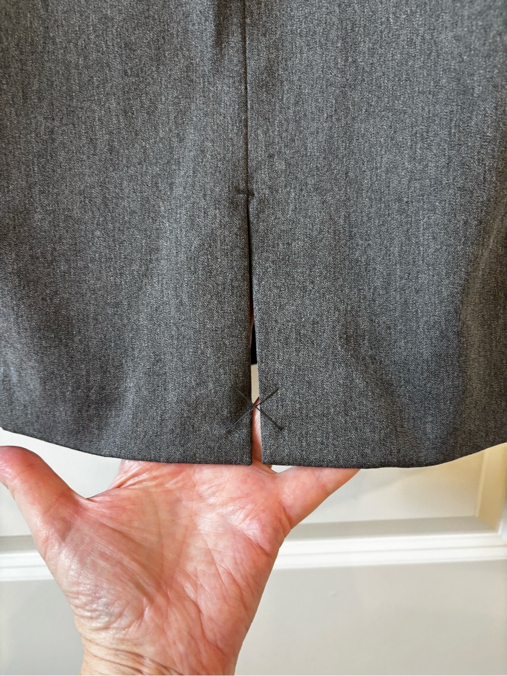 Express Dark Gray Ponte Pencil Midi Skirt with Pleat Details - Picture 5 of 8